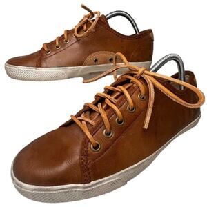 Frye Men’s Chambers Low Leather Sneakers Size 9.5 Brown Tan Lace Up Casual Shoes